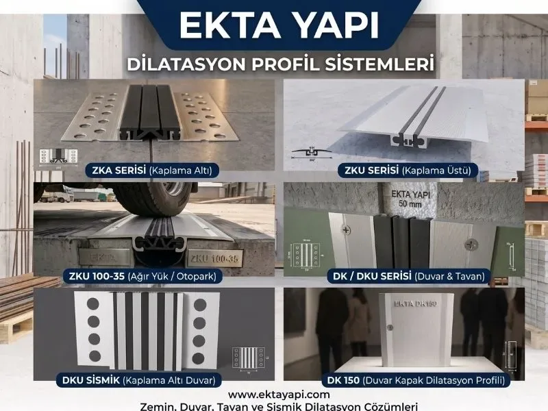 Dilatasyon nedir, zemin duvar ve otopark dilatasyon profili çeşitleri ve montaj detayları - Ekta Yapı